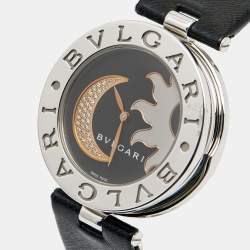 Pre Owned Bvlgari Black Sun & Moon Diamond Inlay Motif B.Zero1 BZ 35 S Women's Watch 35 mm