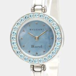 Pre Owned Bvlgari Blue Diamond Stainless Steel B.Zero1 BZ22S Women's Wristwatch 22 mm