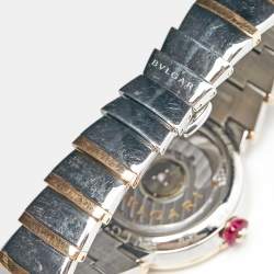 Pre Owned Bvlgari Mother of Pearl Diamond 18k Rose Gold Stainless Steel Lvcea 102198 Women's Wristwatch 33 mm