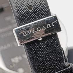 Bvlgari Black Interlocking Heart Motif 18K Rose Gold Stainless Steel Diamond Leather B.Zero1 BZP35S Womens' Wristwatch 35 mm