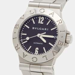 Pre Owned Bvlgari Black Stainless Steel Diagono LCV 29 S Women's Wristwatch 29 mm