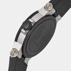 Pre Owned Bvlgari Silver Two-Tone Aluminum Rubber Diagono AL29TA Women's Wristwatch 29 mm