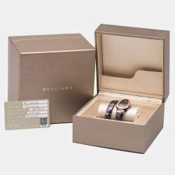 Pre Owned Bvlgari Brown 18k Rose Gold Ceramic Diamond Serpenti Spiga 103060 Women's Wristwatch 35 mm