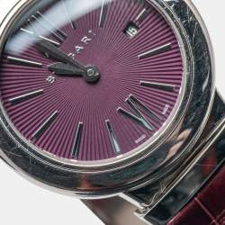 مملوكة مسبقًا ساعة يد نسائية بلغاري لوشيا 102566  ستانلس ستيل وجلد تمساح أمريكي بنفسجية 28مم