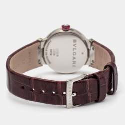 مملوكة مسبقًا ساعة يد نسائية بلغاري لوشيا 102566  ستانلس ستيل وجلد تمساح أمريكي بنفسجية 28مم