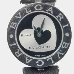 Bvlgari Black Stainless Steel Leather B.Zero1 BZ30S Women's Wristwatch 30 mm