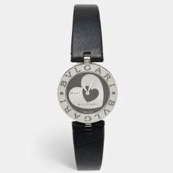 Bvlgari Black Stainless Steel Leather B.Zero1 BZ30S Women's Wristwatch 30 mm