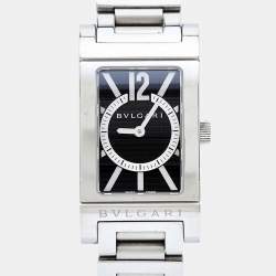 مملوكة مسبقًا Bvlgari Black Stainless Steel Rettangolo RT39S Women's Wristwatch 21 x 39 mm 