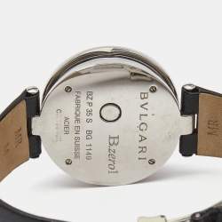 Pre Owned Bvlgari Double Heart Diamond 18k Rose Gold Stainless Steel Leather B.Zero1 BZP35S Women's Wristwatch 35 mm