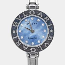 Bvlgari Blue Mother of Pearl Stainless Steel B.Zero1 BZ22S Women's Wristwatch 22 mm