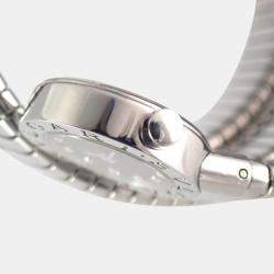 Pre Owned BVLGARI Black Stainless Steel Tubogas Snake 12P Diamond BB191TS Women's Watch 19 mm
