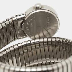 Pre Owned Bvlgari Black Stainless Steel Diamonds Tubogas BB 19 1TS Women's Wristwatch 19 mm