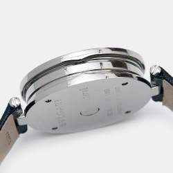 Pre Owned Bvlgari SIlver Heart Diamond Pave Stainless Steel Leather B.Zero1 BZ 35 S Women's Wristwatch 35 mm