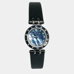 Bvlgari Black Stainless Steel Leather B.Zero1 BZ30S Women's