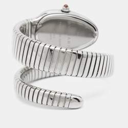 Pre Owned Bvlgari Black Stainless Steel Serpenti Tubogas 102824 Women's Wristwatch 35 mm