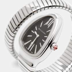 Pre Owned Bvlgari Black Stainless Steel Serpenti Tubogas 102824 Women's Wristwatch 35 mm