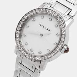 Bvlgari Mother Of Pearl Diamond Stainless Steel Bvlgari Bvlgari 102375 Women's Wristwatch 33 mm