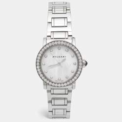 Bvlgari Mother Of Pearl Diamond Stainless Steel Bvlgari Bvlgari 102375 Women's Wristwatch 33 mm