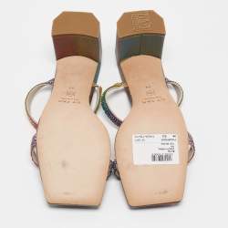 By Far Multicolor Crystal Embellished Leather Tanya Sandals Size 39