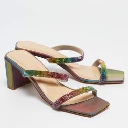 By Far Multicolor Crystal Embellished Leather Tanya Sandals Size 39