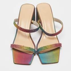 By Far Multicolor Crystal Embellished Leather Tanya Sandals Size 39
