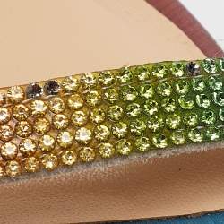By Far Multicolor Crystal Embellished Leather Tanya Sandals Size 39