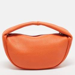 By Far Orange Leather Mini Hobo
