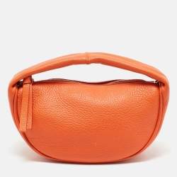 By Far Orange Leather Mini Hobo