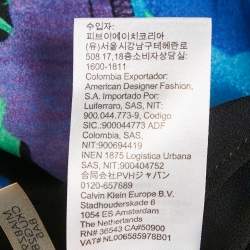 Pre Owned Calvin Klein Blue Floral Print Crepe Asymmetrical Midi Dress M