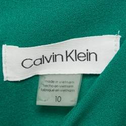 Pre Owned Calvin Klein Green Knit Knee-Length Dress M