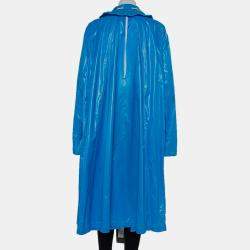 Calvin Klein Blue Synthetic Zip Front Oversized Rain Overcoat M