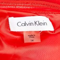Pre Owned Calvin Klein Red Crepe One-Shoulder Short Dress XL