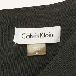 Pre Owned Calvin Klein Black Jersey Zipper Detail Sleeveless Sheath Dress M