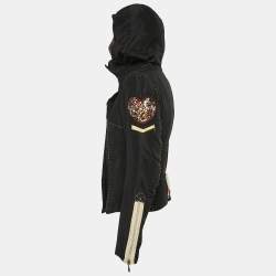 Calvin Klein Black Embellished Crepe Puffer Jacket M