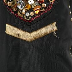 Calvin Klein Black Embellished Crepe Puffer Jacket M