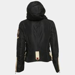 Calvin Klein Black Embellished Crepe Puffer Jacket M