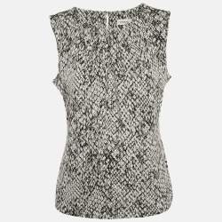 Calvin Klein Black/White Snakeskin Print Jersey Sleeveless Top M