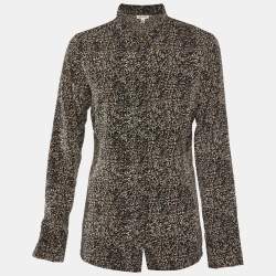 Calvin Klein Black Printed Polyester Neck Tie Detail Shirt M