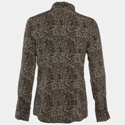 مملوكة مسبقًا Calvin Klein Black Printed Polyester Neck Tie Detail Shirt M