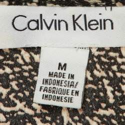 مملوكة مسبقًا Calvin Klein Black Printed Polyester Neck Tie Detail Shirt M