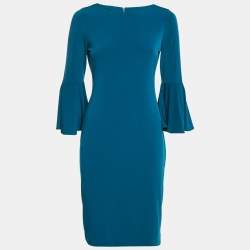 Calvin Klein Blue Jersey Bell Sleeve Short Dress S