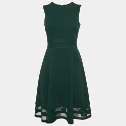 Calvin Klein Green Tulle and Crepe Short Dress S