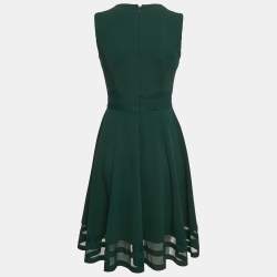 Calvin Klein Green Tulle and Crepe Short Dress S