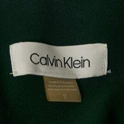 Calvin Klein Green Tulle and Crepe Short Dress S