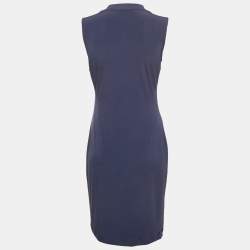 Pre Owned Calvin Klein Navy Blue Jersey Sleeveless Short Dress M