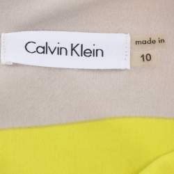 Pre Owned Calvin Klein Multicolor Printed Jersey Sleeveless Belted Mini Dress L