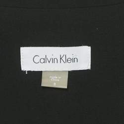 Pre Owned Calvin Klein Black Crepe Belted Sleeveless Short Dress S
