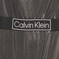 Pre Owned Calvin Klein Silver Lamé Swimsuit XXL