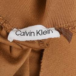 Pre Owned Calvin Klein Dark Beige Elastic Waist Loose Fit Pants XL