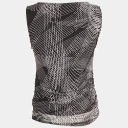 مملوكة مسبقًا توب كالفن كلاين شبكي مطبوع أسود بدون أكمام مقاس صغير